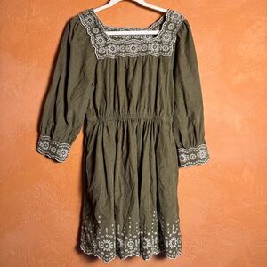 Madewell Embroidered Corduroy Dress Square Neck Cottagecore XXS